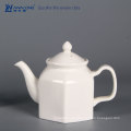 China Awalong stock puro blanco único diseño moderno hexagonal forma hueso china tetera taza de té y plato conjunto